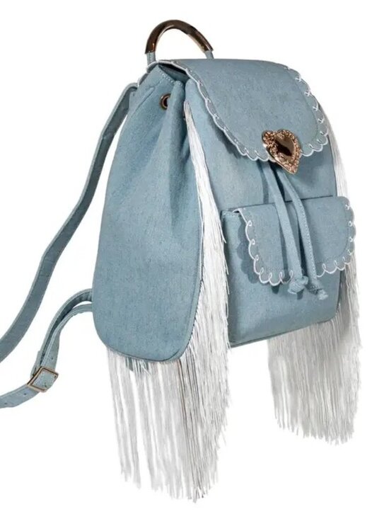 Seaside Sweetheart Fringe Backpack Denim main image 4